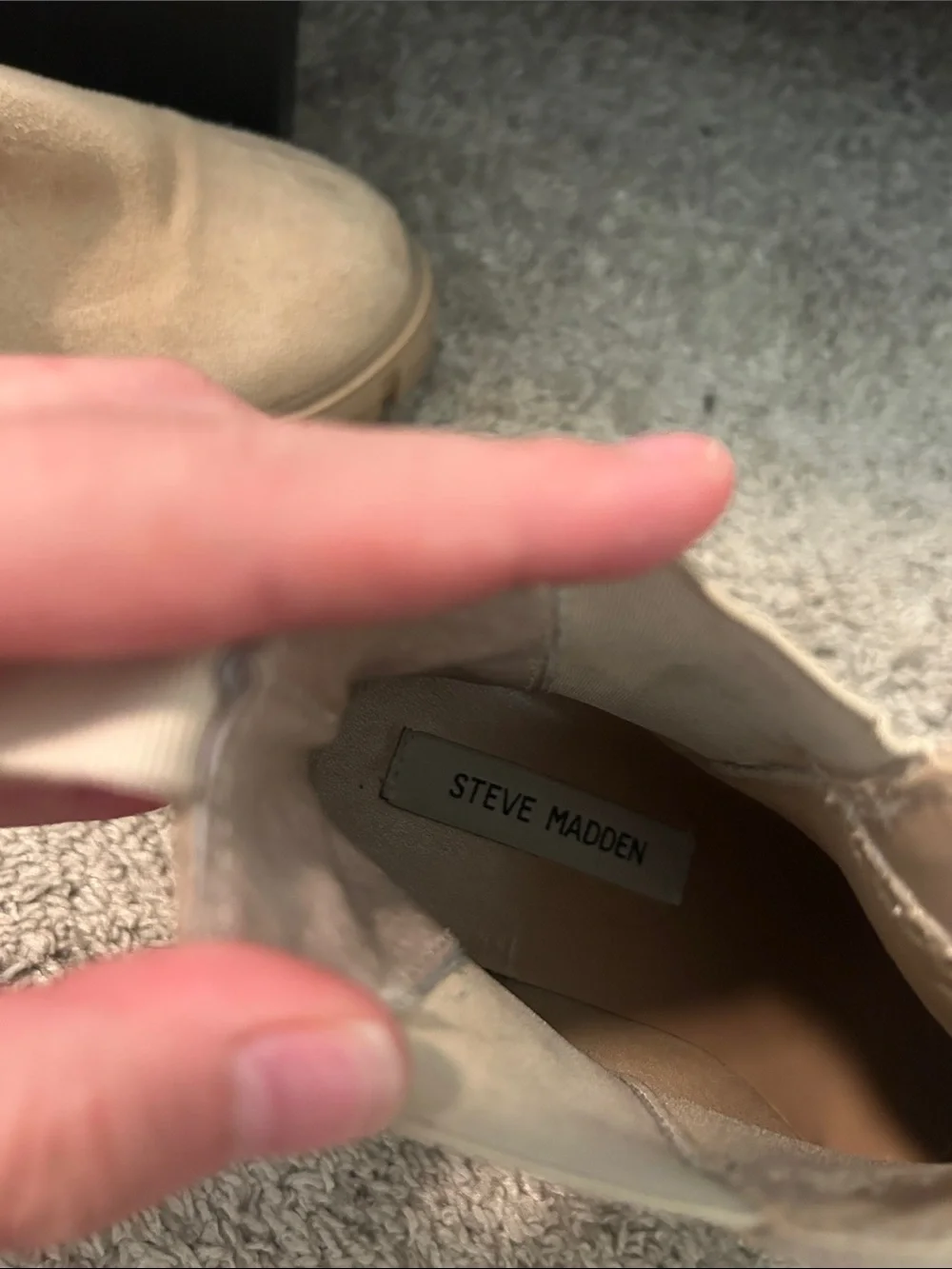 Steve Madden Taupe Suede Chelsea Lug Booties